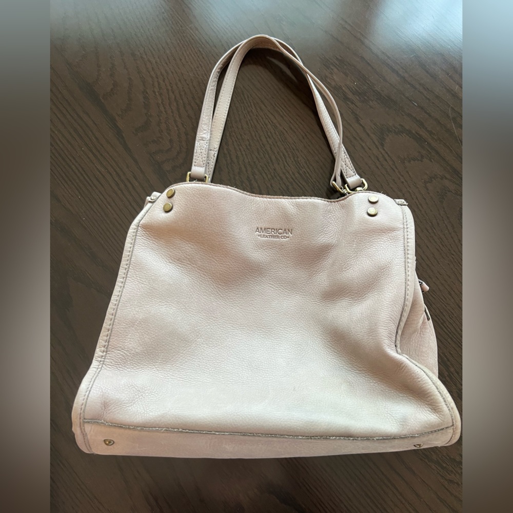 American Leather Company light gray/cream soft leather bag.